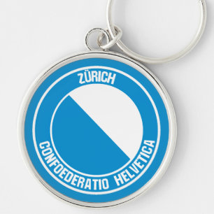 Zürich Round Emblem Rund Silverfärgad Nyckelring