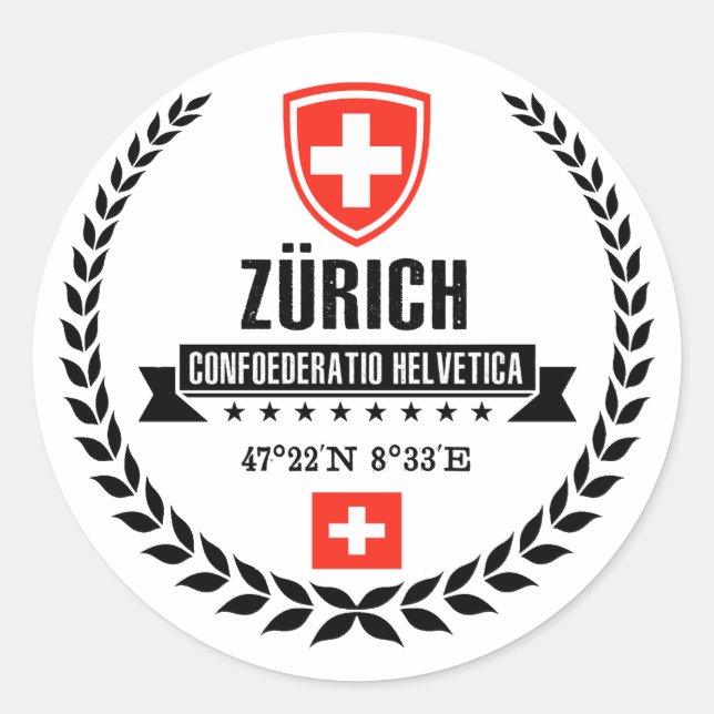 Zürich Runt Klistermärke (Framsida)