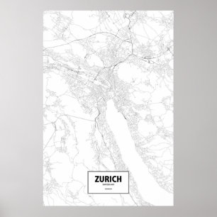 Zurich Schweitz (svarten på vit) Poster