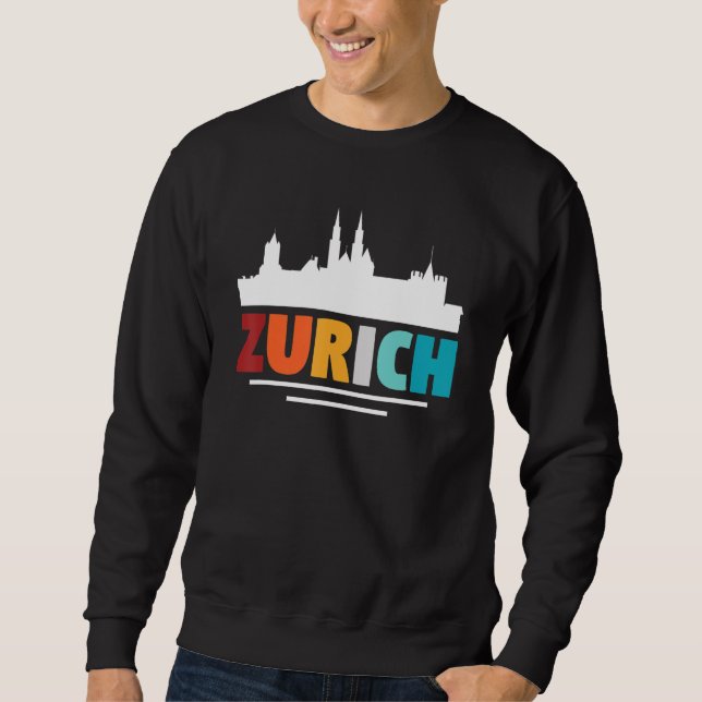 Zürich Schweiz 4 Lång Ärmad Tröja (Framsida)