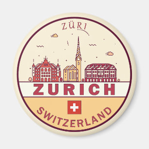 Zurich Schweiz City Skyline Emblem Magnet