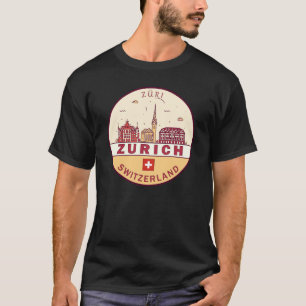 Zurich Schweiz City Skyline Emblem T Shirt