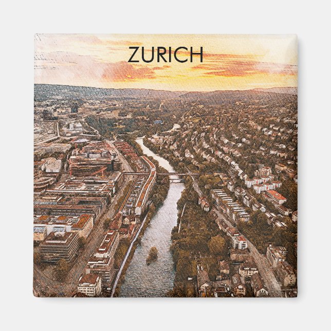 Zürich, Schweiz Europe City View Magnet (Framsidan)