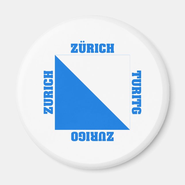 Zurich Schweiz Kanton Flagga Magnet (Framsidan)