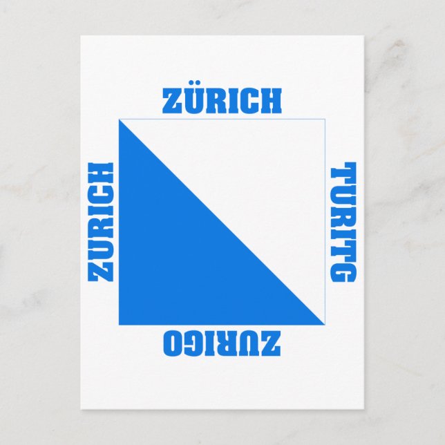 Zurich Schweiz Kanton Flagga Vykort (Framsida)