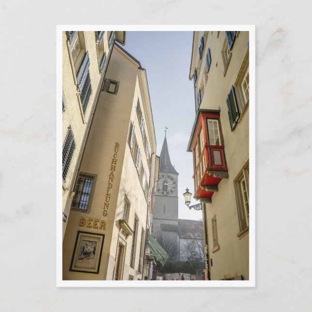 Zurich Schweiz Klocktorn & Ölsign Vykort (Framsida)