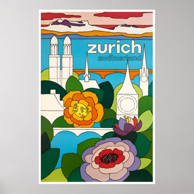 Zürich Schweiz Konsttryck Schweiziska Resa Affisch (Framsidan)