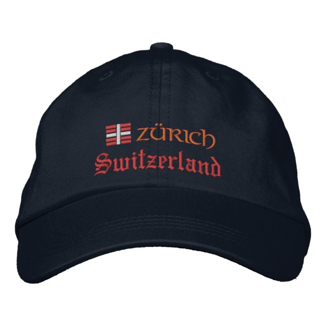 Zürich & Schweiz mode/Swiss Flagga Patriots Broderad Keps (Framsida)