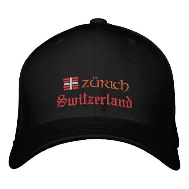 Zürich & Schweiz mode/Swiss Flagga Patriots Broderad Keps (Framsida)