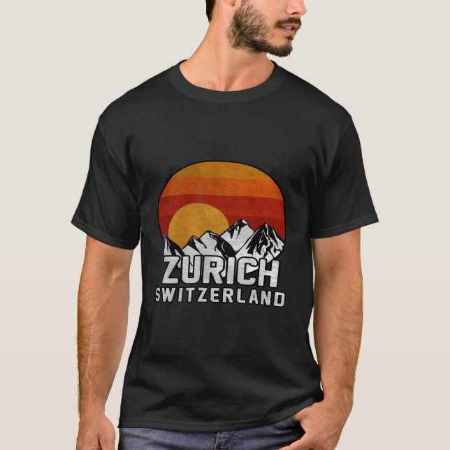 Zurich Schweiz Mountain T Shirt (Framsida)