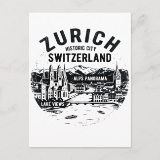 Zürich Schweiz Panorama Med Alperna Vykort