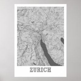 Zürich - Schweiz Pencil City Karta Poster