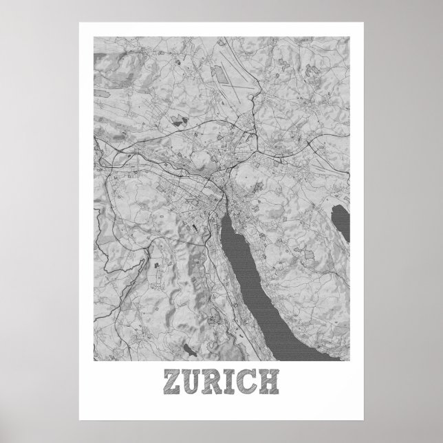 Zürich - Schweiz Pencil City Karta Poster (Framsidan)