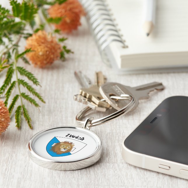 Zürich Schweiz Schlüsselanhänger Rund Silverfärgad Nyckelring (Sidan)