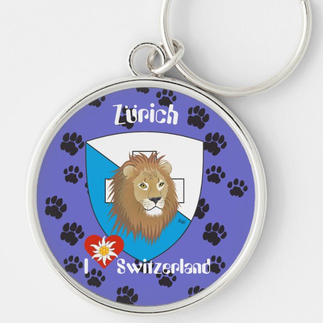 Zürich Schweiz Schweiz Schlüsselanhänger Rund Silverfärgad Nyckelring (Framsidan)