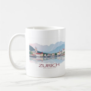 Zurich Schweiz Sjö Zurich Pastel Travel Kaffemugg