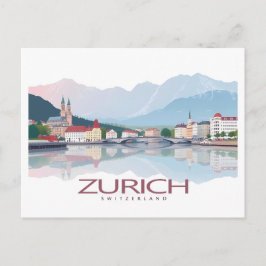 Zurich Schweiz Sjö Zurich Pastel Travel Vykort
