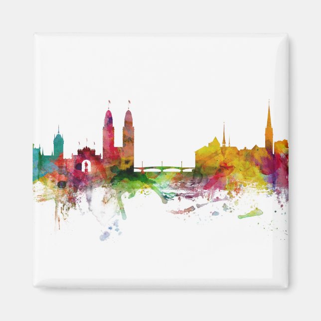 Zurich Schweiz Skyline Magnet (Framsidan)