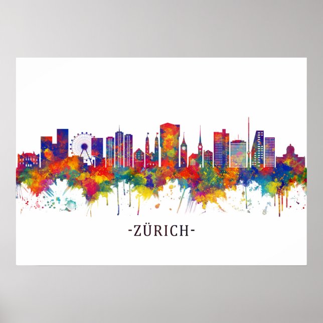 Zurich Schweiz Skyline Poster (Framsidan)