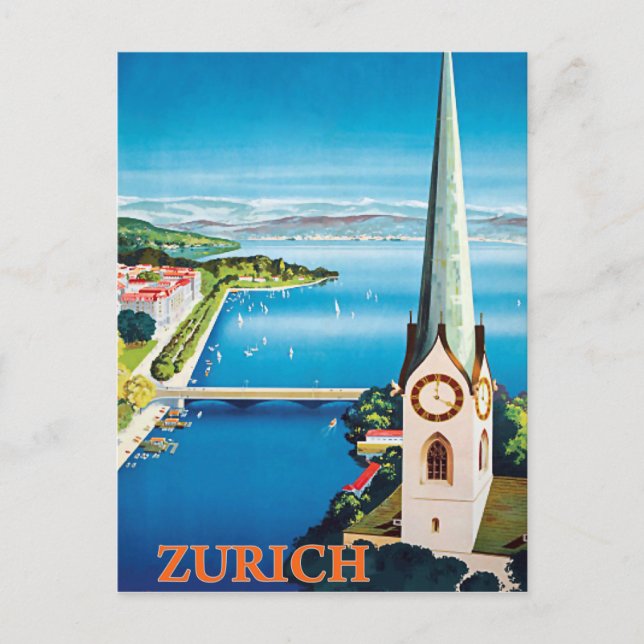 Zürich, Schweiz stad, marktur på vakttornet Vykort (Framsida)