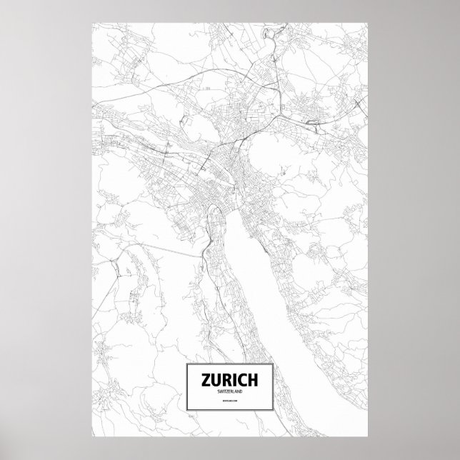 Zürich, Schweiz (svart på vitt) Poster (Framsidan)