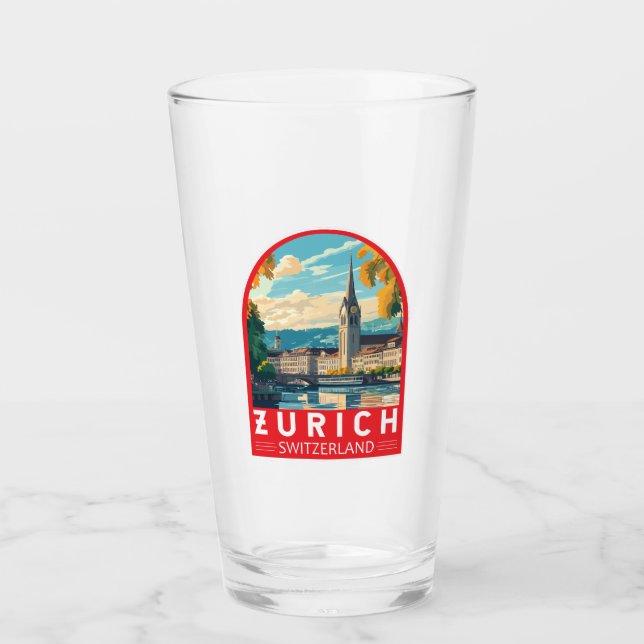 Zurich Schweiz Travel Art Emblem Glaskopp (Framsida)