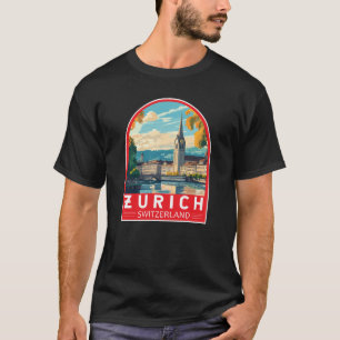 Zurich Schweiz Travel Art Emblem T Shirt