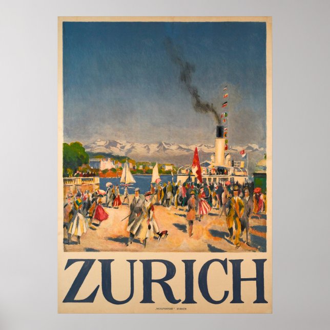 Zurich Schweiz Vintage affisch (Framsidan)