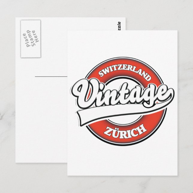 Zürich Schweiz vintage logotyp Vykort (Fram/baksida)