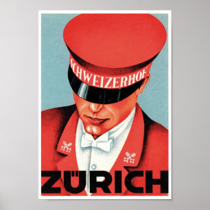 Zurich Schweizerhof schweizisk Schweitz röd Poster