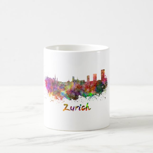 Zurich skyline in watercolor kaffemugg (Center)
