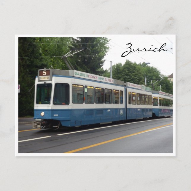 zürich tram vykort (Framsida)