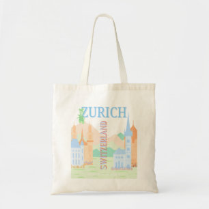 Zürich Travel Art, Schweiz, Blue Retro Travel Tygkasse