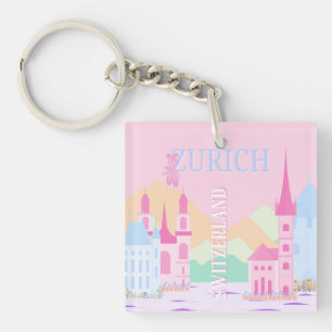 Zurich Travel Art, Schweiz, Rosa Preppy
