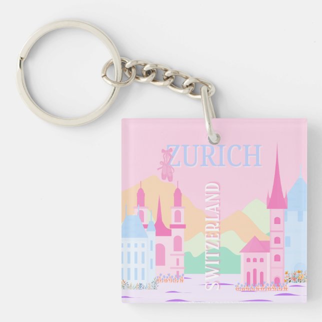 Zurich Travel Art, Schweiz, Rosa Preppy (Framsidan)