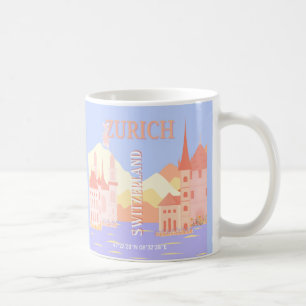 Zurich Travel Art, Schweiz Travel Art Kaffemugg