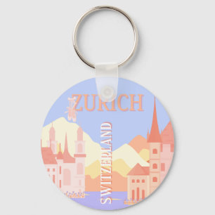 Zurich Travel Art, Schweiz Travel Art Nyckelring