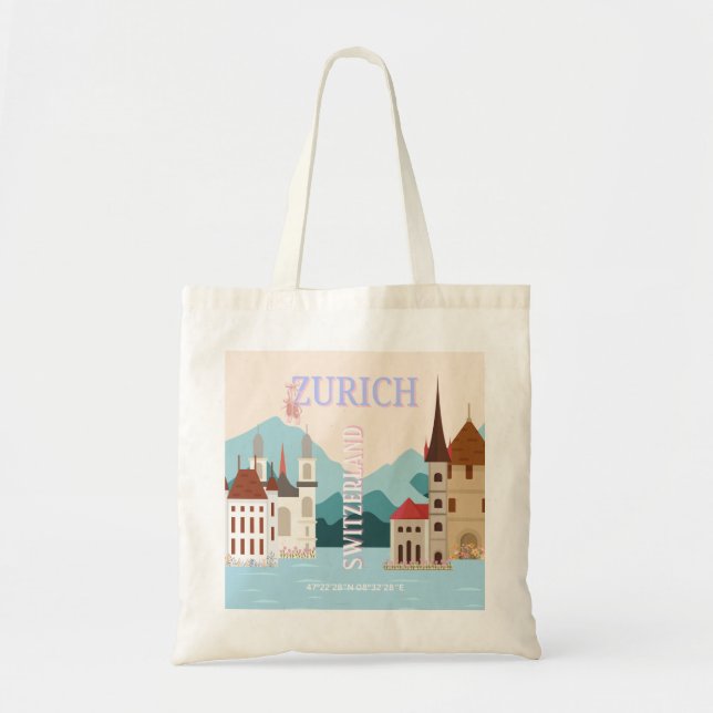 Zürich Travel Art, Schweiz Travel Art, Retro Tygkasse (Framsidan)