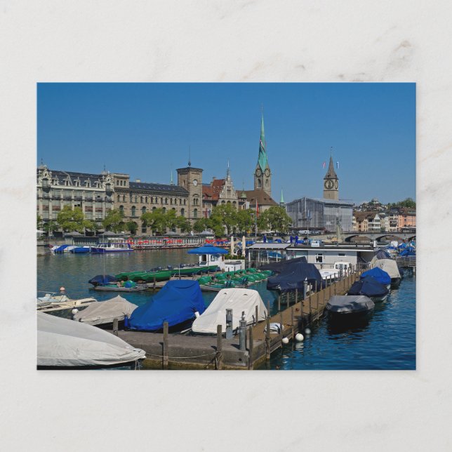 Zurich Waterfront - Sjö Zürich Postcard Vykort (Framsida)