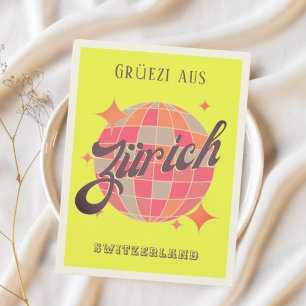 Zurich Zürich Schweiz neon disco Postcard Vykort