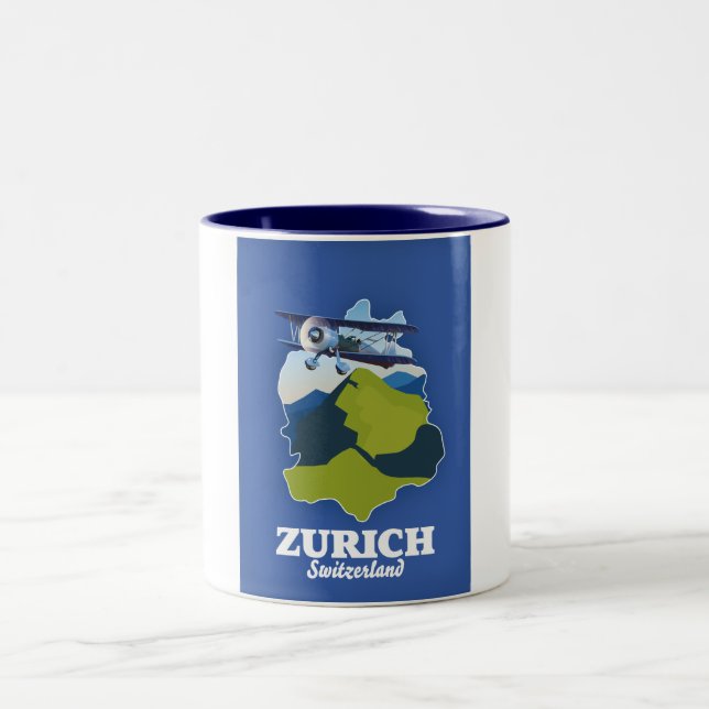 Zurichregion Schweiz karta Två-Tonad Mugg (Center)