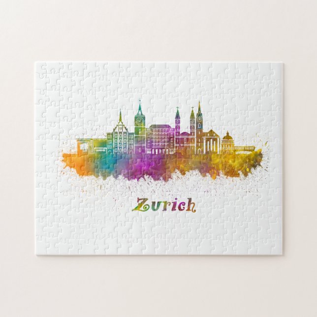 Zurichs horisont akvarell pussel (Horisontell)