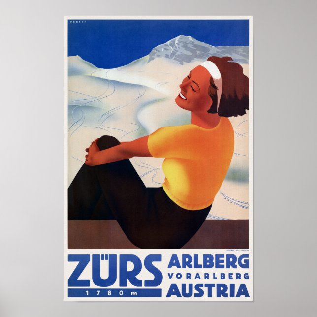 Zürs Austria Vintage affisch 1935 (Framsidan)