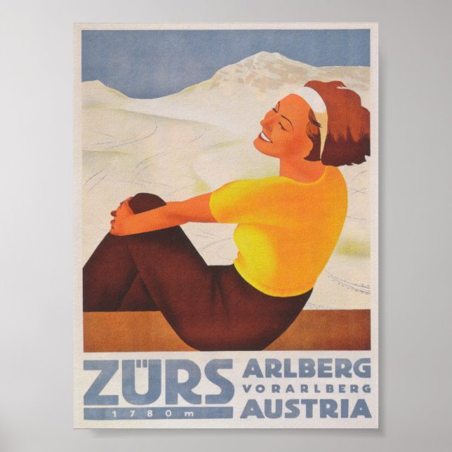 Zürs Austria Vintage Ski Poster (Framsidan)
