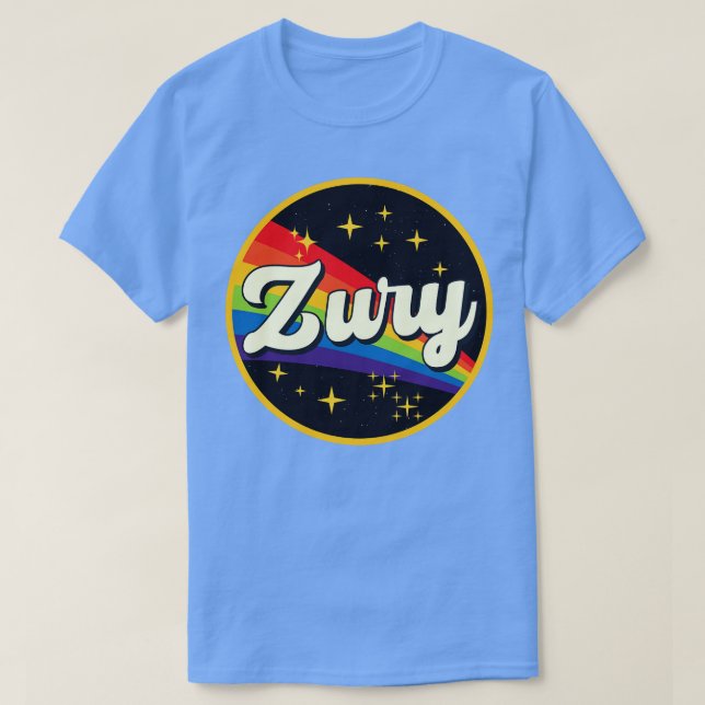 Zury Rainbow i Space Vintage Stil T Shirt (Design framsida)