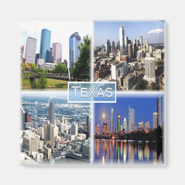 zUS011 TEXAS, Mosaic, Dallas, Houston, Fridge Magnet (Framsidan)