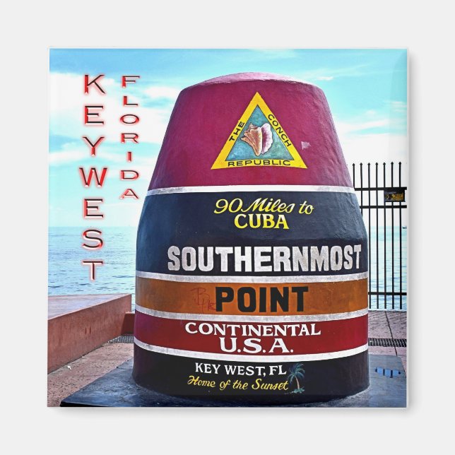 zUS012 FLORIDA, Nyckel Väster, sydligaste, Fridge Magnet (Framsidan)