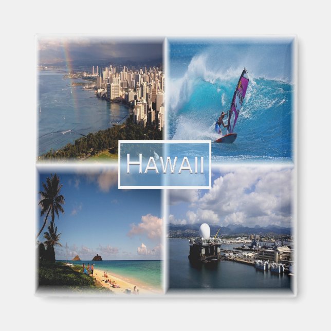 zUS021 HAWAII, Mosaic, Honolulu, Amerika, Fridge Magnet (Framsidan)
