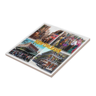 zUS024 NEW ORLEANS, Bourbon Street, Mosaic, Kakelplatta