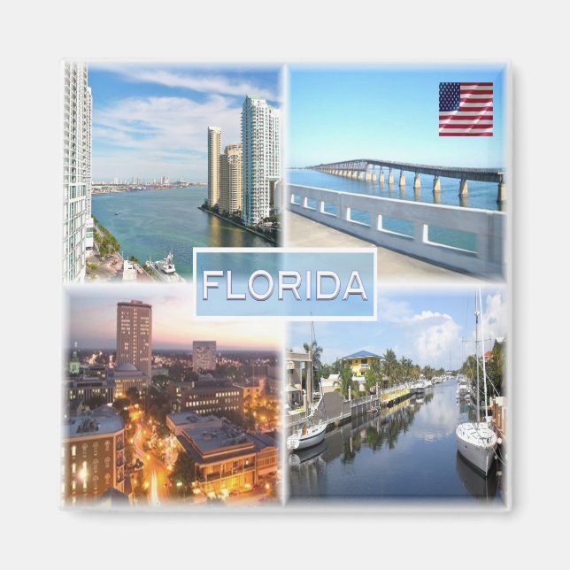 zUS025 FLORIDA, Mosaic, Amerika, Fridge Magnet (Framsidan)